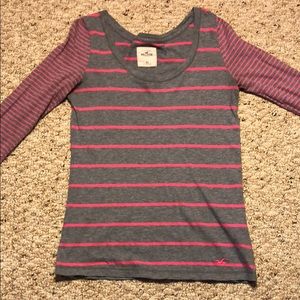 Grey and pink striped shirt